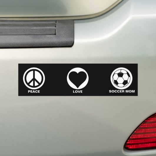 Peace/Love/Soccer Mam Bumpersticker (Op auto)