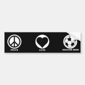 Peace/Love/Soccer Mam Bumpersticker (Voorkant)