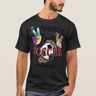 Peace Love Soccer Mam Life Ma Grandma Leopard T-shirt