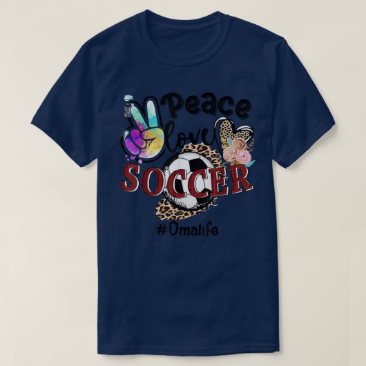 Peace Love Soccer Oma Life Mam Grandma Leopard T-shirt (Design voorkant)