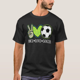 Peace Love Soccer Player Cute European Football T-shirt