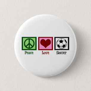 Peace Love Soccer Ronde Button 5,7 Cm