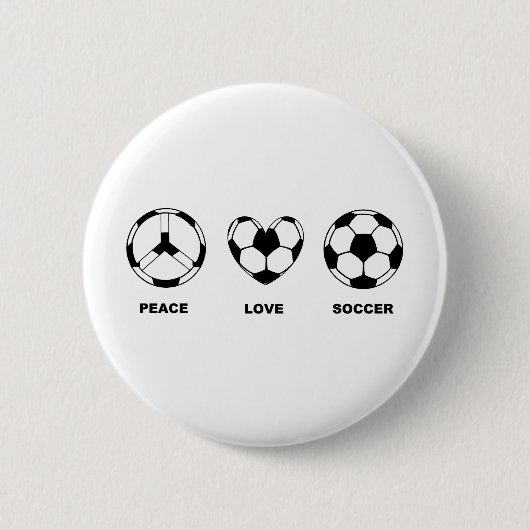 Peace Love Soccer Ronde Button 5,7 Cm (Voorkant)