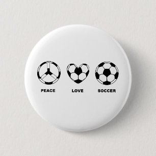 Peace Love Soccer Ronde Button 5,7 Cm