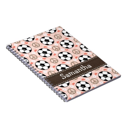 Peace Love Soccer Spiral notebook Journal Notitieboek (Rechterzijde)