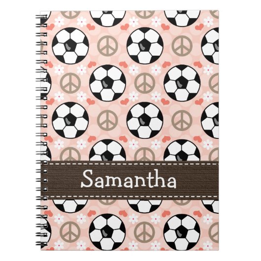 Peace Love Soccer Spiral notebook Journal Notitieboek (Voorkant)