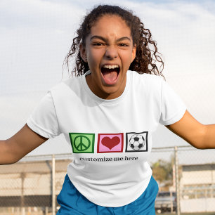 Peace Love Soccer Team Custom Futbol Player T-shirt