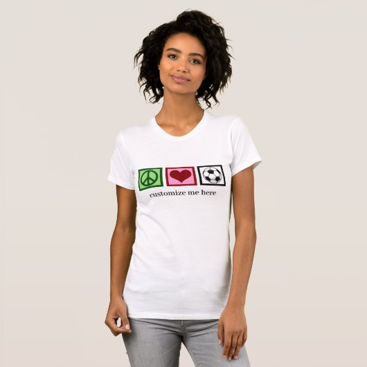 Peace Love Soccer Team Custom Futbol Player T-shirt (Voorkant volledig)