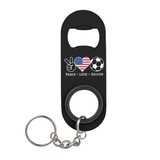 Peace Love Soccer USA Mini Flessenopener (Voorkant)