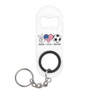 Peace Love Soccer USA Sleutelhanger Bottle Open Mini Flessenopener