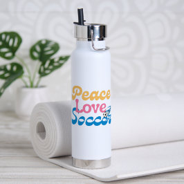 'Peace Love Soccer' Voetbalspelers, Trainers, Fans Waterfles