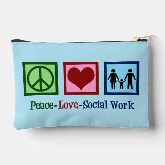 Peace Love Sociaal Werk Schattige Blauw Etui (Achterkant)