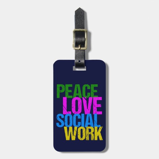 Peace Love Social Work Bagagelabel (Voorkant verticaal)