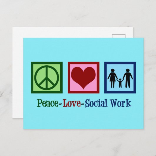 Peace Love Social Work Briefkaart (Voorkant / Achterkant)