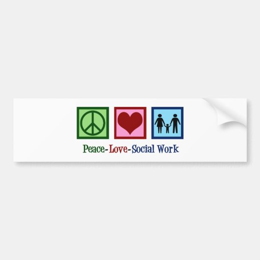 Peace Love Social Work Bumpersticker (Voorkant)