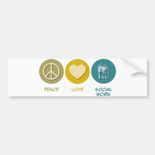 Peace Love Social Work Bumpersticker (Voorkant)