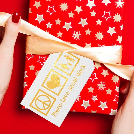 Peace Love Social Work Custom Holiday Party Gold Cadeaulabels