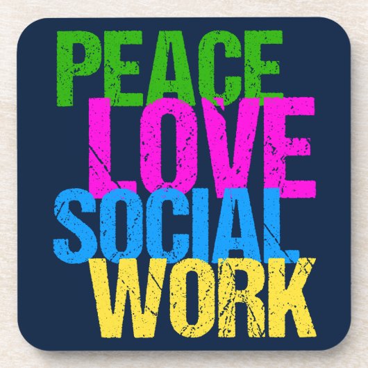 Peace Love Social Work Drankjes Onderzetter (Voorkant)