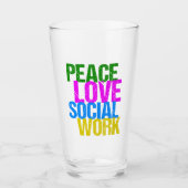 Peace Love Social Work Glas (Voorkant)