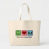 Peace Love Social Work Grote Tote Bag (Voorkant)
