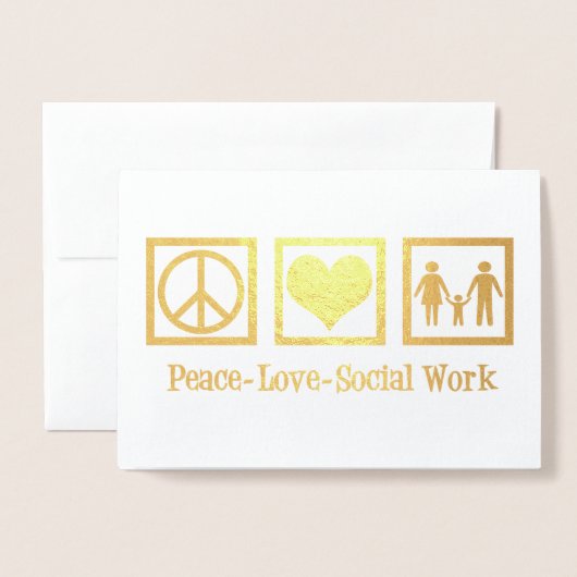 Peace Love Social Work Holiday Gold Foil-kaart Folie Kaarten (Voorkant met envelop)