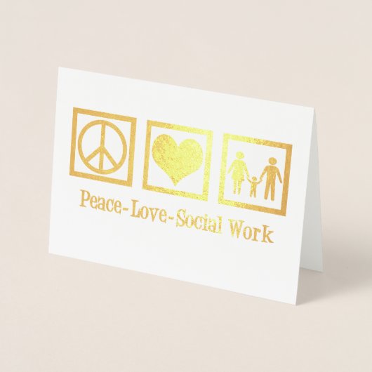 Peace Love Social Work Holiday Gold Foil-kaart Folie Kaarten (Voorkant)