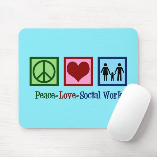 Peace Love Social Work Muismat (Met muis)