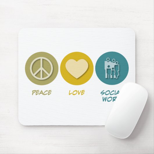 Peace Love Social Work Muismat (Met muis)