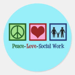 Peace Love Social Work Ronde Sticker