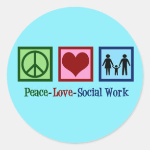 Peace Love Social Work Ronde Sticker
