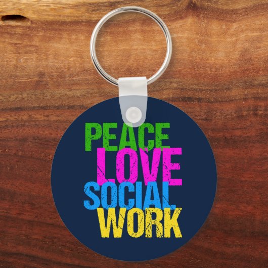Peace Love Social Work Sleutelhanger (Achterkant)