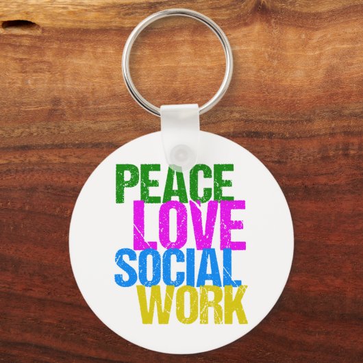 Peace Love Social Work Sleutelhanger (Achterkant)