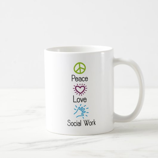 Peace Love Social Work Social Koffiemok (Rechts)