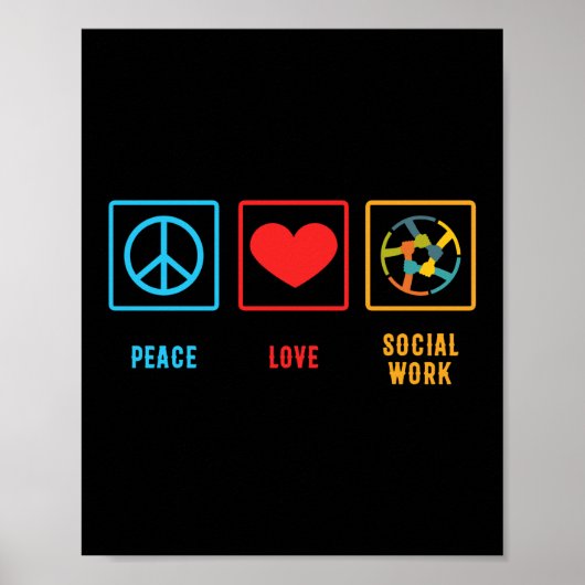 Peace Love Social Worker Gift Mental Health Poster (Voorkant)