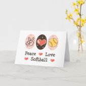 Peace Love Softbal Blank Wenskaart Kaart (Gele Bloem)