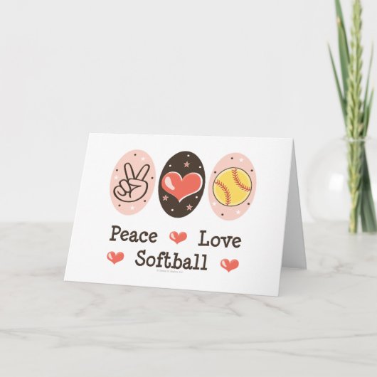 Peace Love Softbal Blank Wenskaart Kaart (Voorkant)