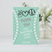 Peace Love Softbal Verjaardag Bedankkaart (Staand voorkant)