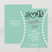 Peace Love Softbal Verjaardag Bedankkaart (Voorkant / Achterkant)