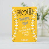 Peace Love Softbal Verjaardag Bedankkaart (Staand voorkant)