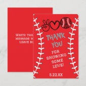 Peace Love Softbal Verjaardag Bedankkaart (Voorkant / Achterkant)