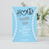 Peace Love Softbal Verjaardag Bedankkaart (Staand voorkant)