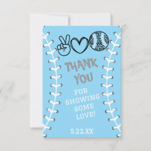 Peace Love Softbal Verjaardag Bedankkaart