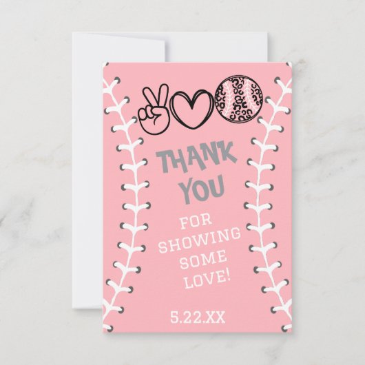 Peace Love Softbal Verjaardag Bedankkaart (Voorkant)