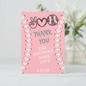 Peace Love Softbal Verjaardag Bedankkaart (Staand voorkant)