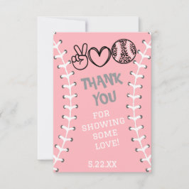 Peace Love Softbal Verjaardag Bedankkaart