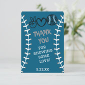 Peace Love Softbal Verjaardag Bedankkaart (Staand voorkant)