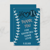 Peace Love Softbal Verjaardag Bedankkaart (Voorkant / Achterkant)