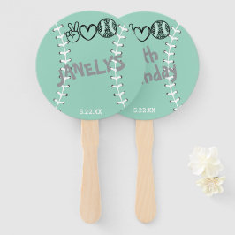 Peace Love Softbal Verjaardag Handwaaier