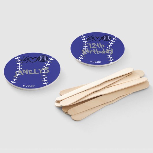 Peace Love Softbal Verjaardag Handwaaier (Niet-gemonteerd)