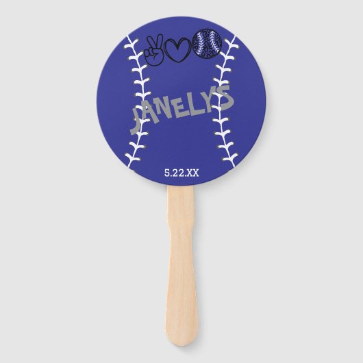 Peace Love Softbal Verjaardag Handwaaier (Voorkant)